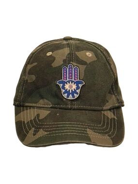 Washed Camo Baseball Hat With Hamsa Patch